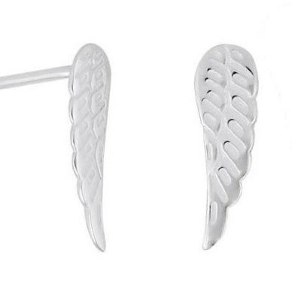 Wing earrings sterling silver posts feather earring